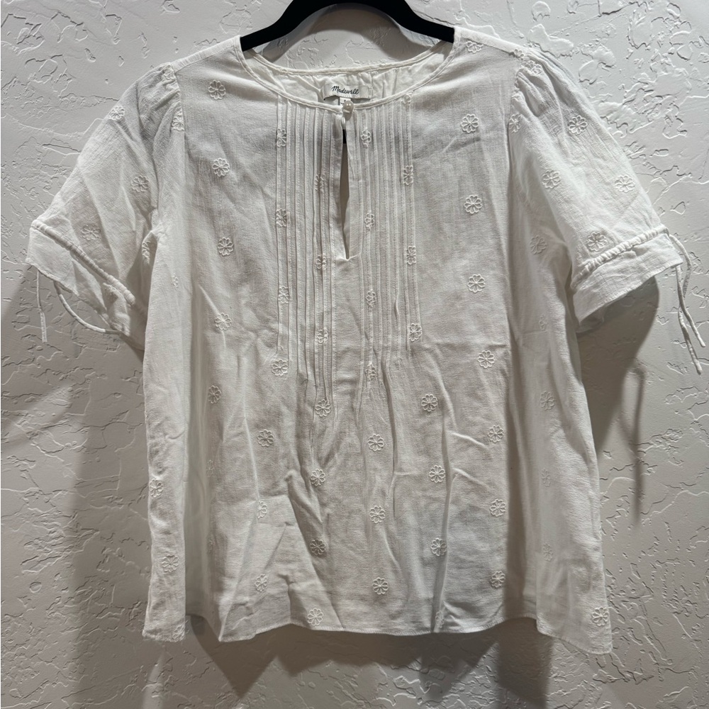 Madewell White Embroidered Blouse